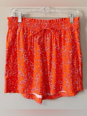 Ann Taylor LOFT NWT Orange Floral Print Pull-On Shorts Size Small Tropical